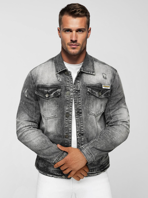 Veste en jean homme noir OZONEE NB/MJ529NZ
