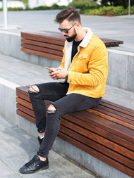 Veste en jean Homme Jaune OZONEE JB/JP1179/4Z