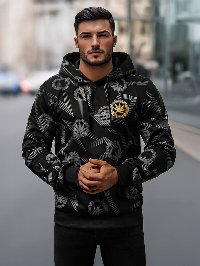 Sweatshirt à capuche homme noir OZONEE O/B271Z