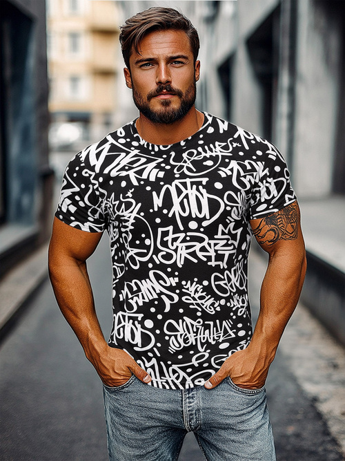 T-shirt Homme Noir OZONEE JS/8T1216/3Z