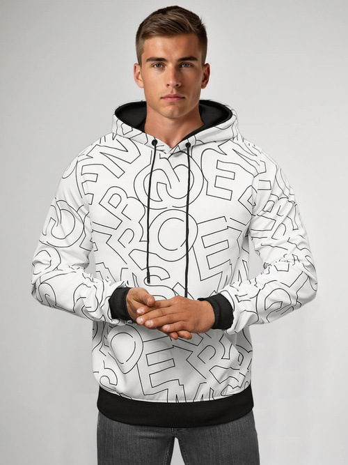 Sweatshirt à capuche homme blanc OZONEE JS/8B1232/1Z