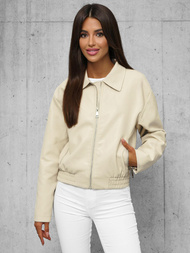 Veste en cuir femme beige OZONEE O/G116Z