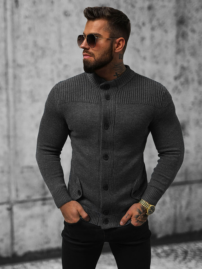 Pullover Homme Gris Foncé OZONEE NB/MM6011/3