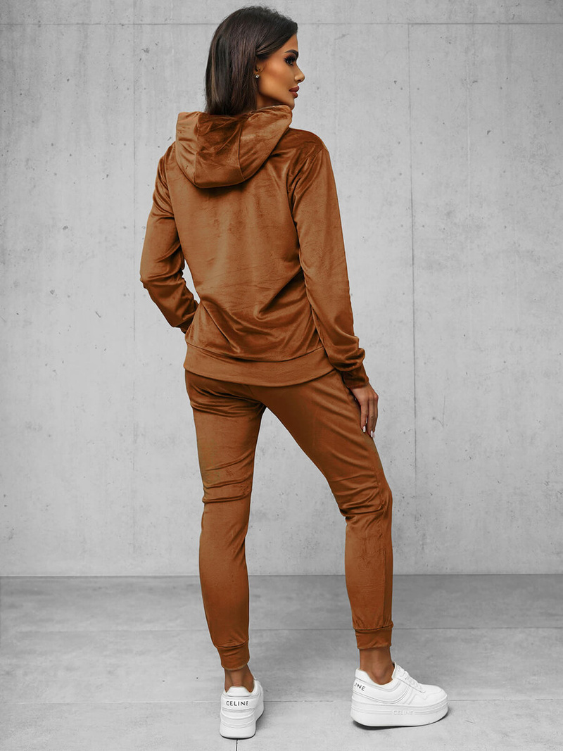 Ensemble survêtement femme en velours marron OZONEE O/8C1175/33Z