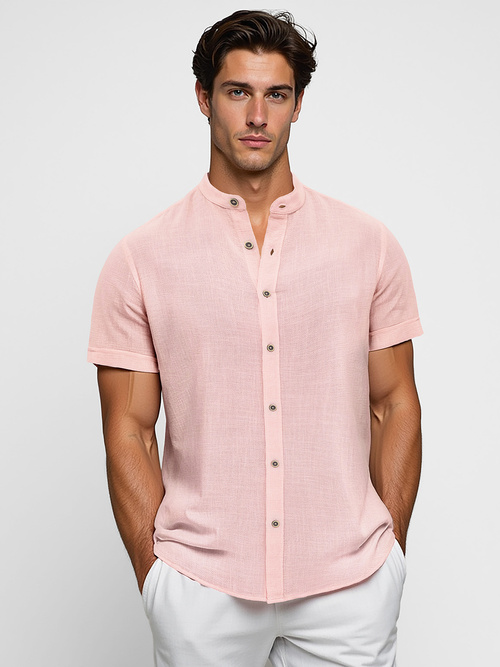 Chemise homme à manches courtes rose clair OZONEE O/V162