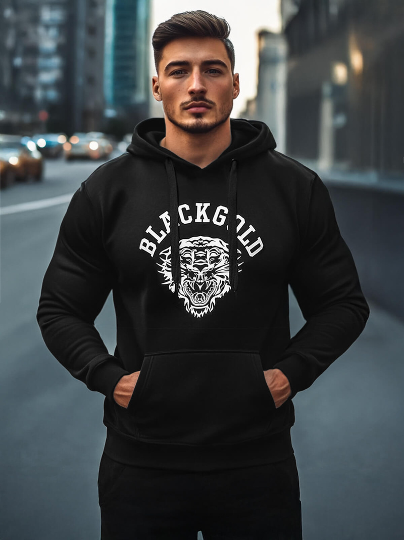 Sweatshirt Homme Noir OZONEE NB/MF2007Z