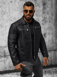 Veste en cuir homme Noir OZONEE JS/11Z8013Z