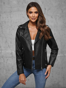 Veste en cuir femme noir OZONEE JS/11Z8060