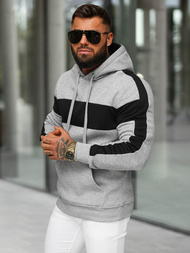 Sweatshirt à capuche homme gris OZONEE JS/8B1309/2