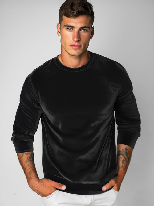 Sweatshirt homme en velours Noir OZONEE JS/8B1166/3