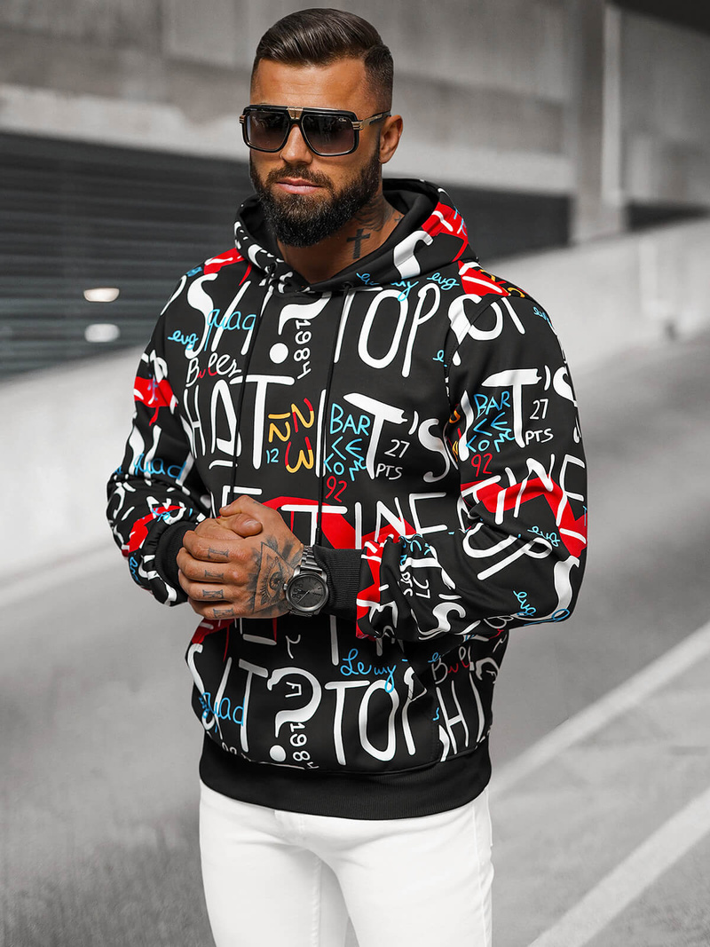 Sweatshirt à capuche homme noir OZONEE JS/8B1233/3