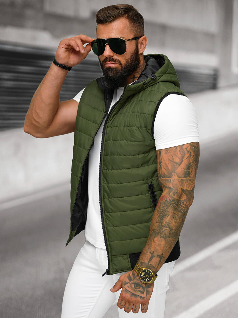 Veste Sans Manches Homme Vert OZONEE JS/MY88Z