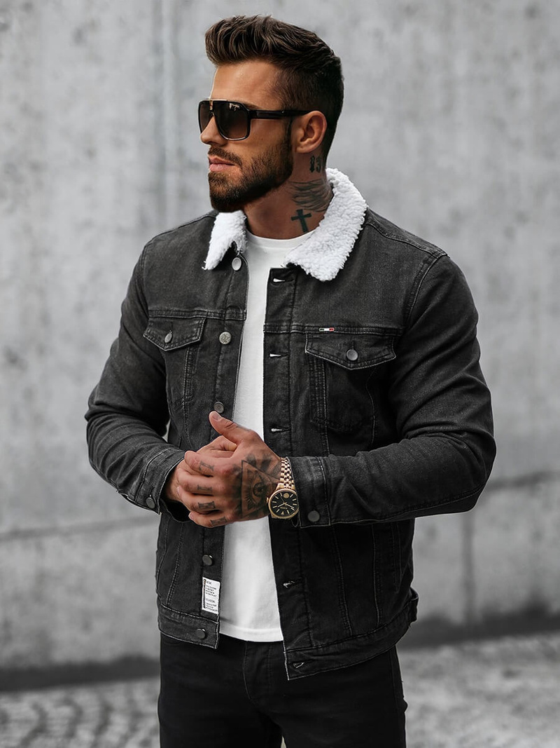 Veste en jean Homme noir OZONEE NB/MJ517NZ