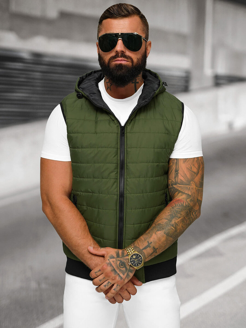Veste Sans Manches Homme Vert OZONEE JS/MY88Z