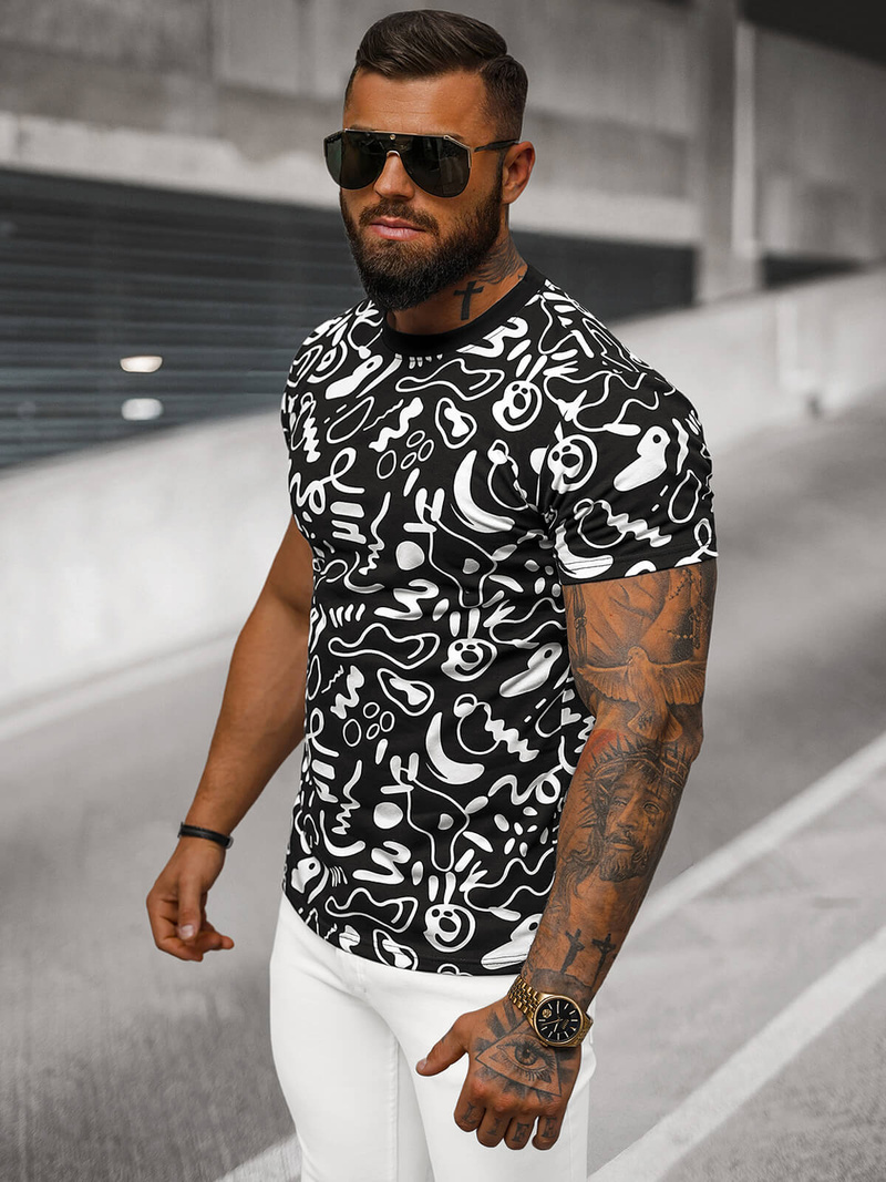 T-shirt Homme Noir OZONEE JS/8T1205/3