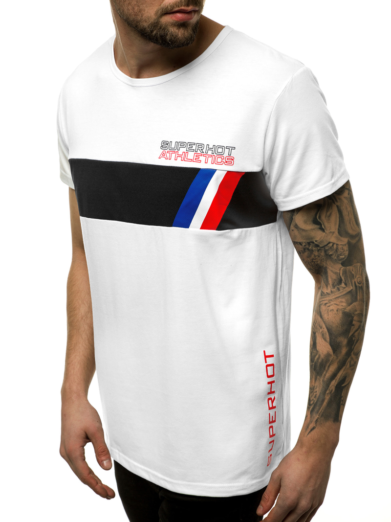 T-Shirt Homme Blanc OZONEE JS/KS1957